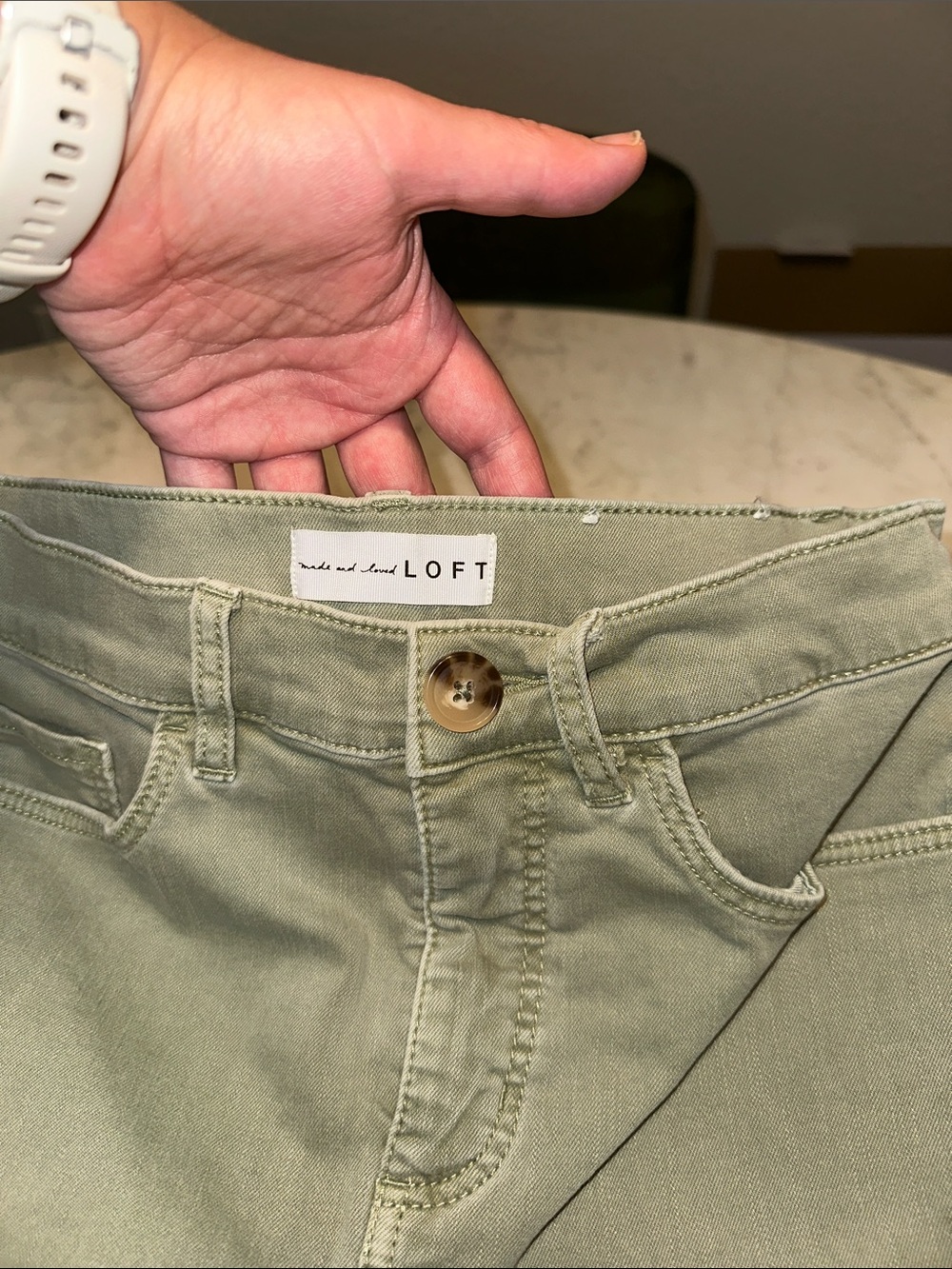 LOFT Olive Green High-Rise Cropped Jeans size 2 - Picture 3 of 10